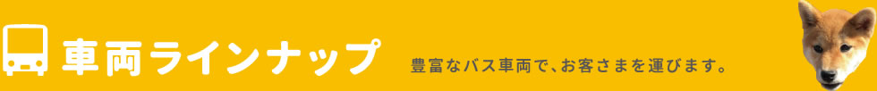 車両ラインナップ　豊富なバス車両で、お客さまを運びます。